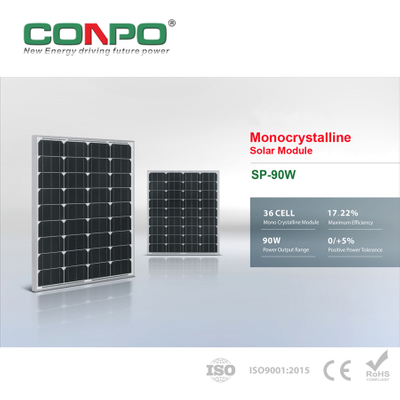 90W, 18V, Monocrystalline Solar Panel, PV Module