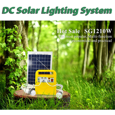 SG1210W with Radio, MP3 player, LED lamps & USB charge, DC Solar Lighting System