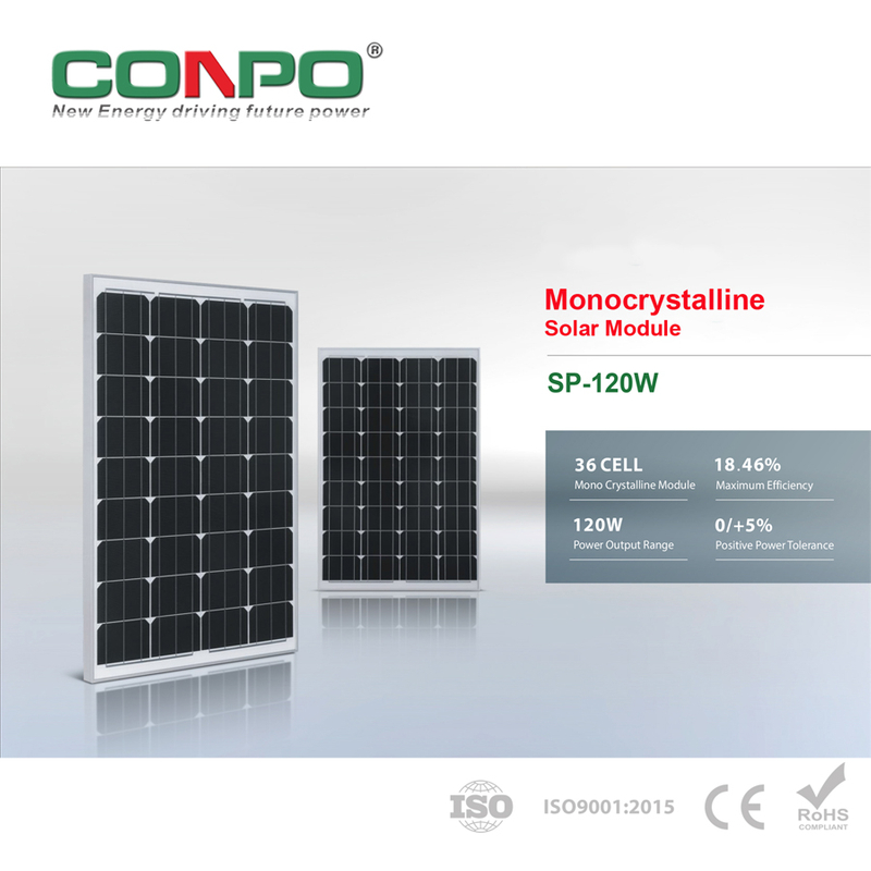 120W, 18V, Monocrystalline Solar Panel, PV Module