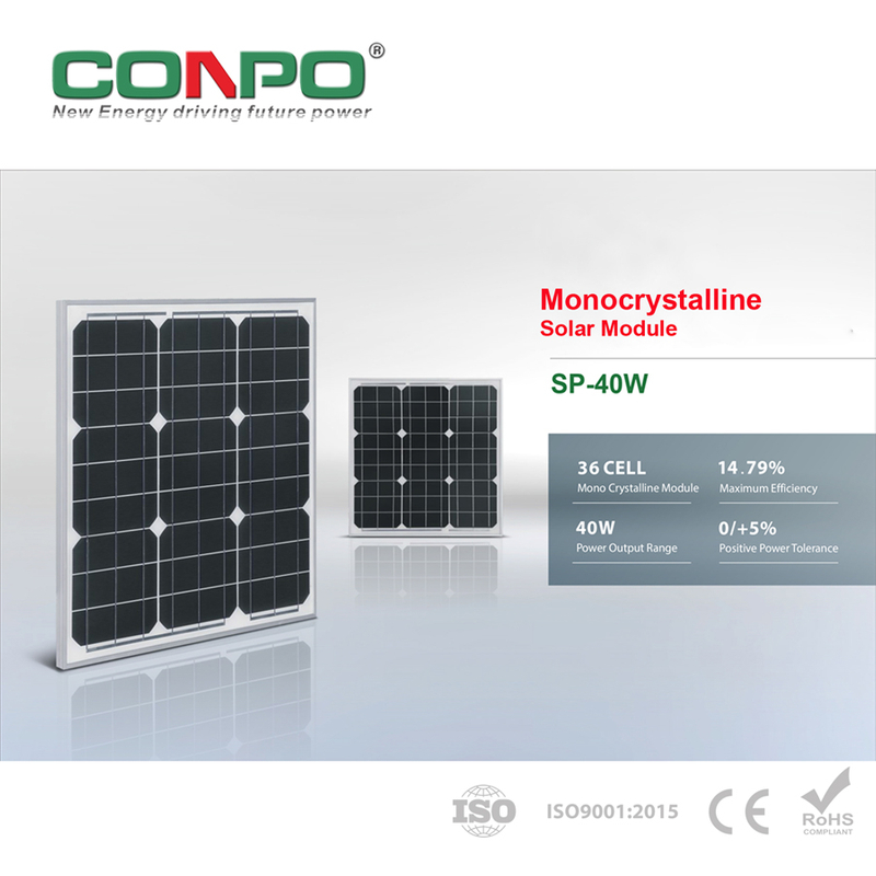 40W, 18V, Monocrystalline Solar Panel, PV Module