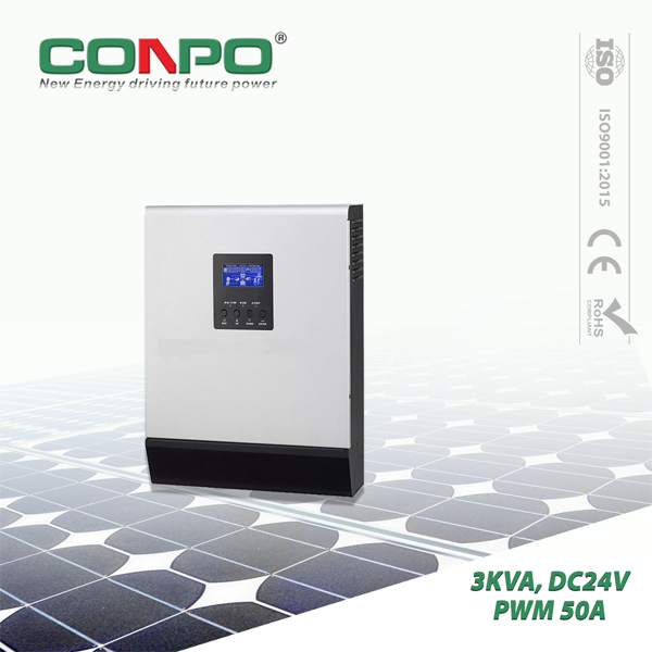 3KVA/2400W, DC24V, PWM 50A, AC230V, Hybrid Solar Inverter