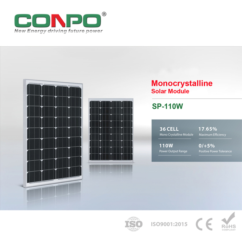 110W, 18V, Monocrystalline Solar Panel, PV Module