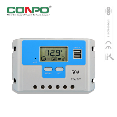 50A,12V/24V Auto.,PWM,2*USB,LCD SNC Solar Charge Controller/Regulator