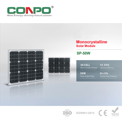 50W, 18V, Monocrystalline Solar Panel, PV Module