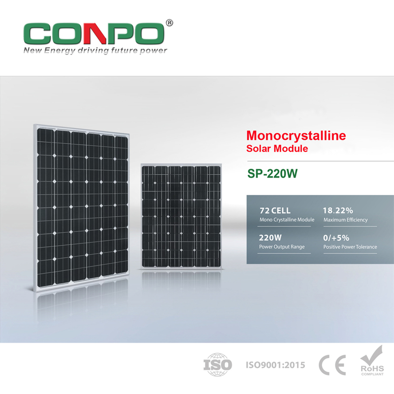 220W, 36V, Monocrystalline Solar Panel, PV Module