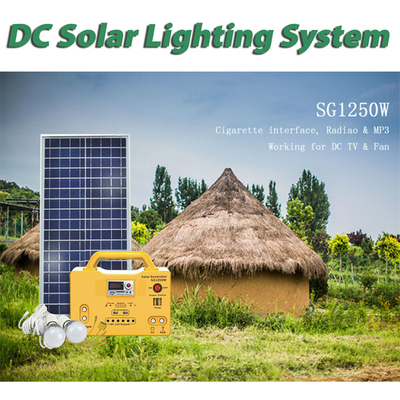 SG1250W with Radio, MP3 player, LED lamps & USB charge, DC Solar Lighting System