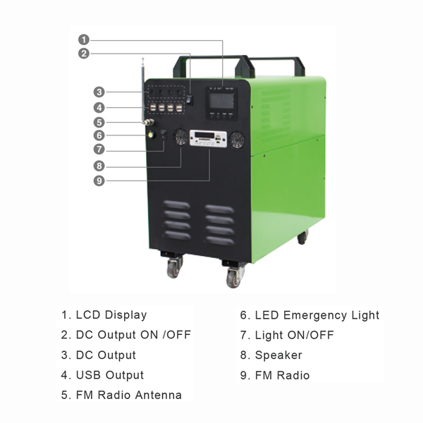 300W/500W/1000W/1500W, built-in MPPT Solar Charger & VRLA Battery, AC & DC Portable Solar Generator or Portable Solar Power System